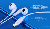 YISON earphones με μικρόφωνο X8, USB-C, 13mm, 1.2m, λευκά