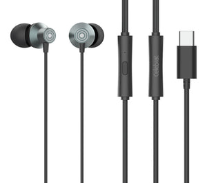 CELEBRAT earphones με μικρόφωνο D15, USB-C, 1.2m, μαύρα