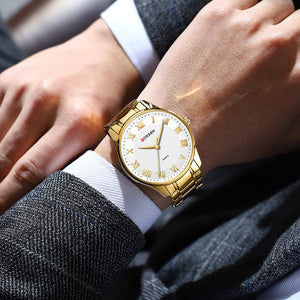 Curren 8409 Ανδρικό Ρολόι με Χρυσό Μπρασελέ και Λευκό Καντράν Gold