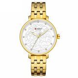 Curren Γυναικείο Ρολόι 9046 με Χρυσό Μπρασελέ και Λευκό Καντράν