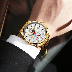 Curren 8352 Ανδρικό Ρολόι με Μπρασελέ και Χρυσό Λευκό Καντράν 