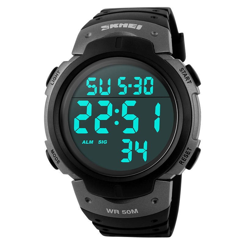 Skmei 1068 Black Grey Ψηφιακό Ρολόι Μπαταρίας με Καουτσούκ Λουράκι