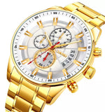 Skmei 9285 Ανδρικό Ρολόι με Μπρασελέ και Χρυσό Καντράν Gold White