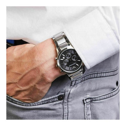 Emporio Armani AR2434 Ρολόι Χρονογράφος με Μεταλλικό Μπρασελέ σε Ασημί χρώμα