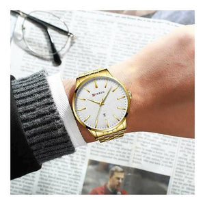 Curren 8364 Ανδρικό Ρολόι με χρυσό μπρασελέ και λευκό καντράν