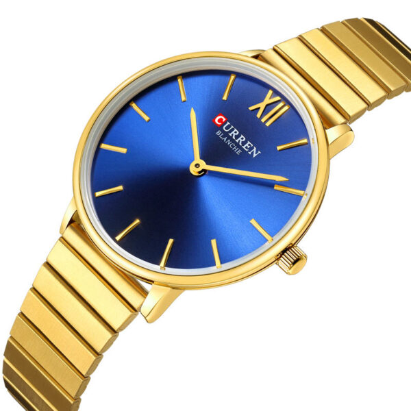 Curren 9040 Γυναικείο Ρολόι με χρυσό μπρασελέ και μπλε καντράν