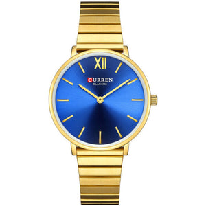 Curren 9040 Γυναικείο Ρολόι με χρυσό μπρασελέ και μπλε καντράν