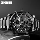 SKMEI 1389 Αδιάβροχο ρολόι αναλογικό και ψηφιακό με μπρασελέ και LED