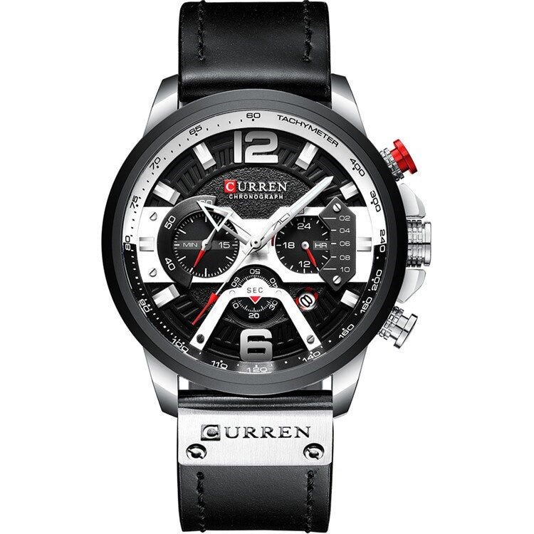 Curren 8329 Ανδρικό Ρολόι με Μαύρο Λουράκι και Μαύρο Καντράν