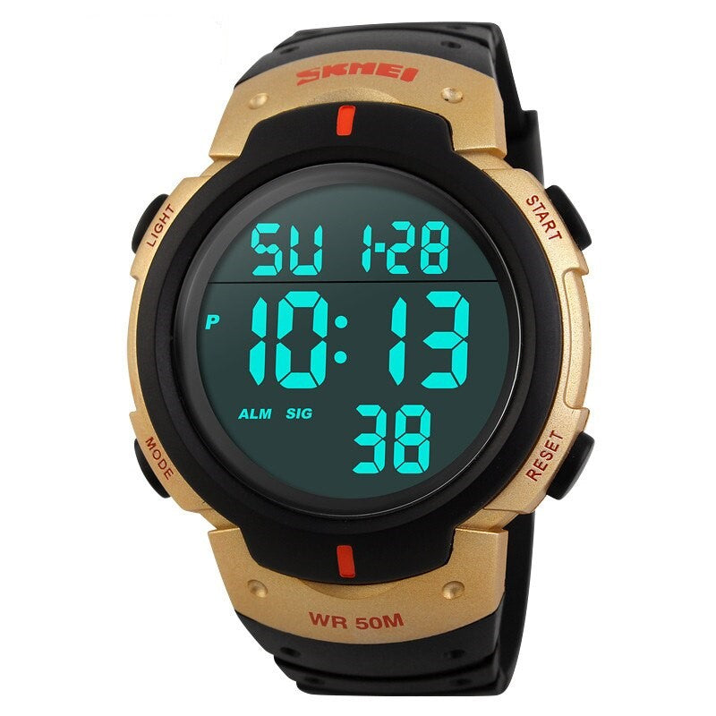 Skmei 1068 Black Gold Ψηφιακό Ρολόι Μπαταρίας με Καουτσούκ Λουράκι