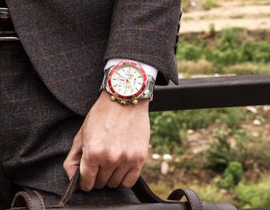 Curren 8309 Ανδρικό Ρολόι με Μπρασελέ και Λευκό Κόκκινο Καντράν