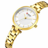 Curren 9054 Γυναικείο Ρολόι με χρυσό μπρασελέ και λευκό καντράν
